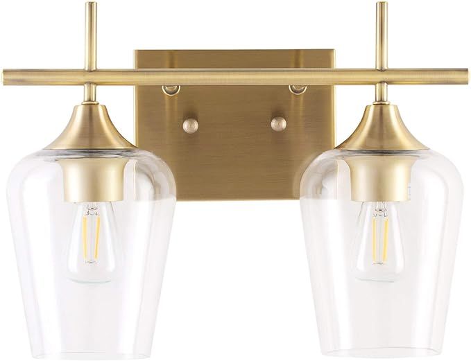 VONLUCE 2-Light Gold Vanity Light Fixtures Over Mirror, Wall Mount Modern Brass Bathroom Sconce w... | Amazon (US)