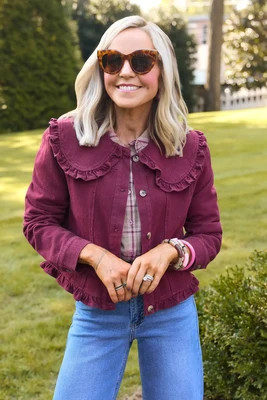 Gracie Burgundy Denim Jacket | Avara