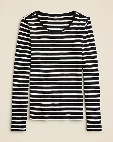 Long-sleeve crewneck T-shirt in striped vintage rib | J. Crew US