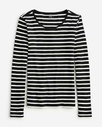 Long-sleeve crewneck T-shirt in striped vintage rib | J.Crew US