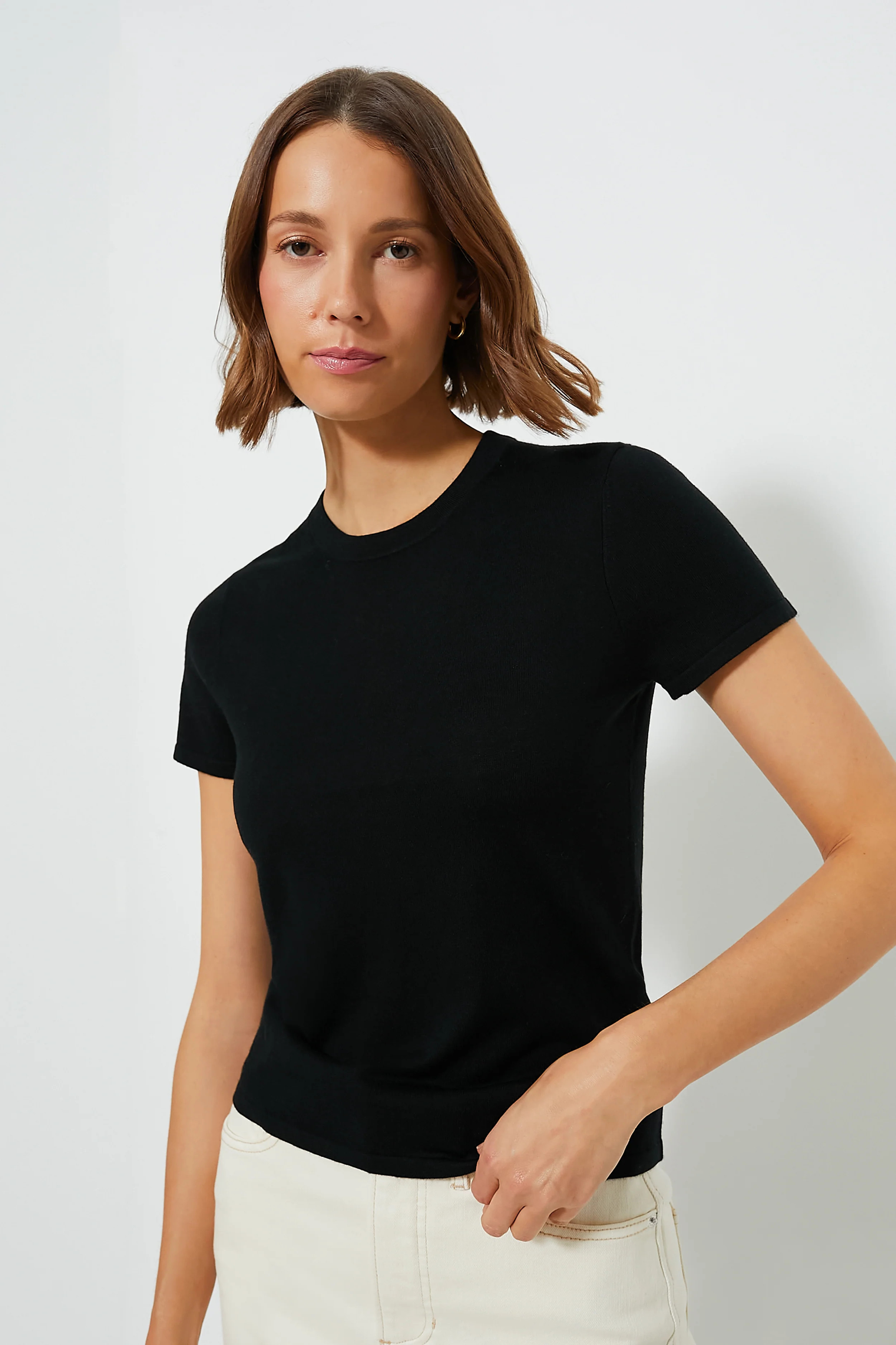Black Cashmere Silk Blend Katie Tee | Tuckernuck (US)