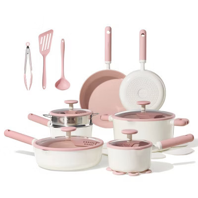Carote 21pc Ceramic Nonstick Cookware Set Pink | Target