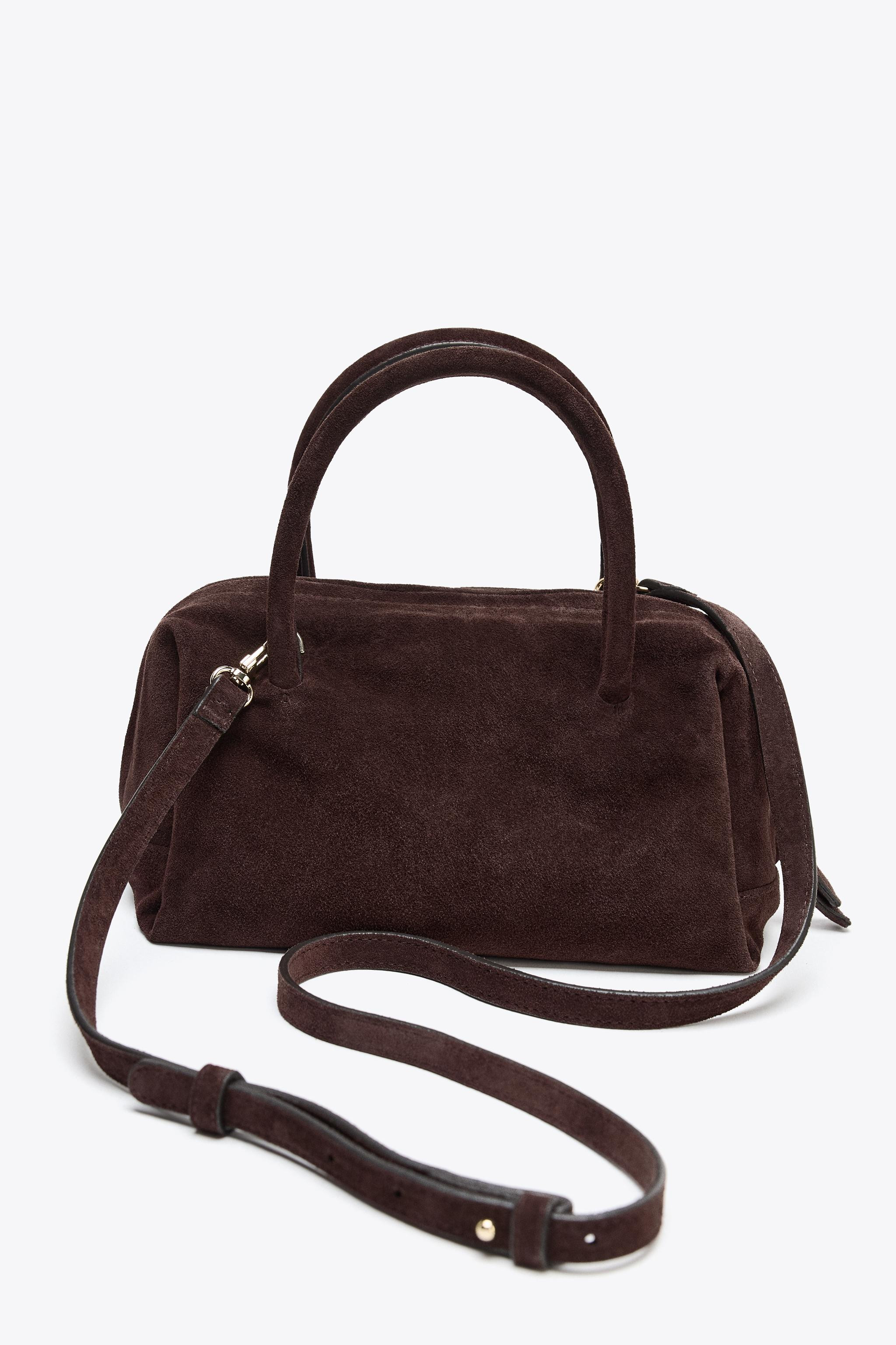 SPLIT SUEDE BOWLING BAG | Zara UK