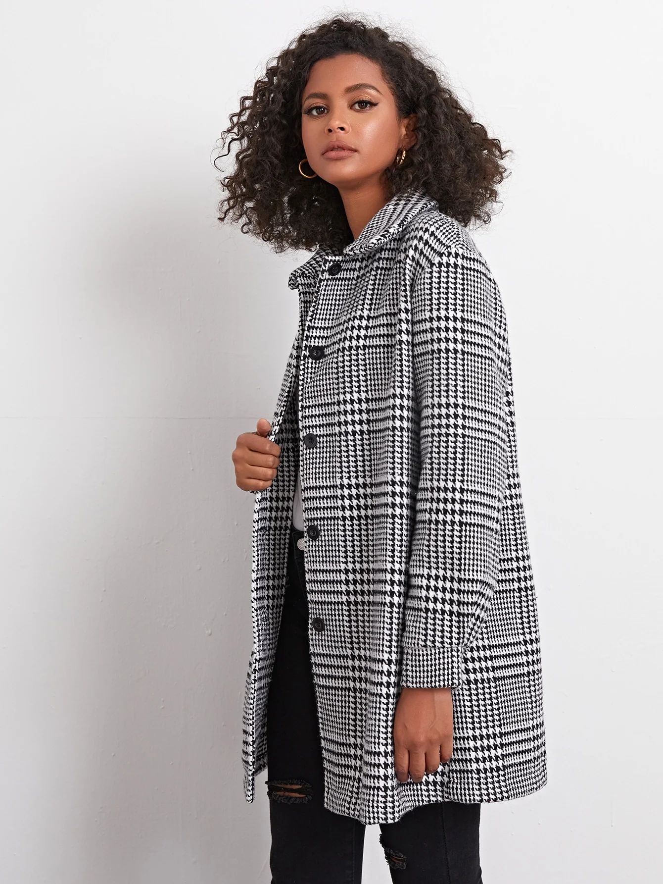 Single Breasted Houndstooth Coat | 1Sansome