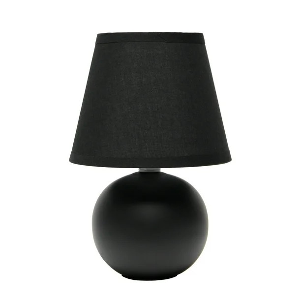 Simple Designs Mini Ceramic Globe Table Lamp, Black ( Light Bulb not included) - Walmart.com | Walmart (US)