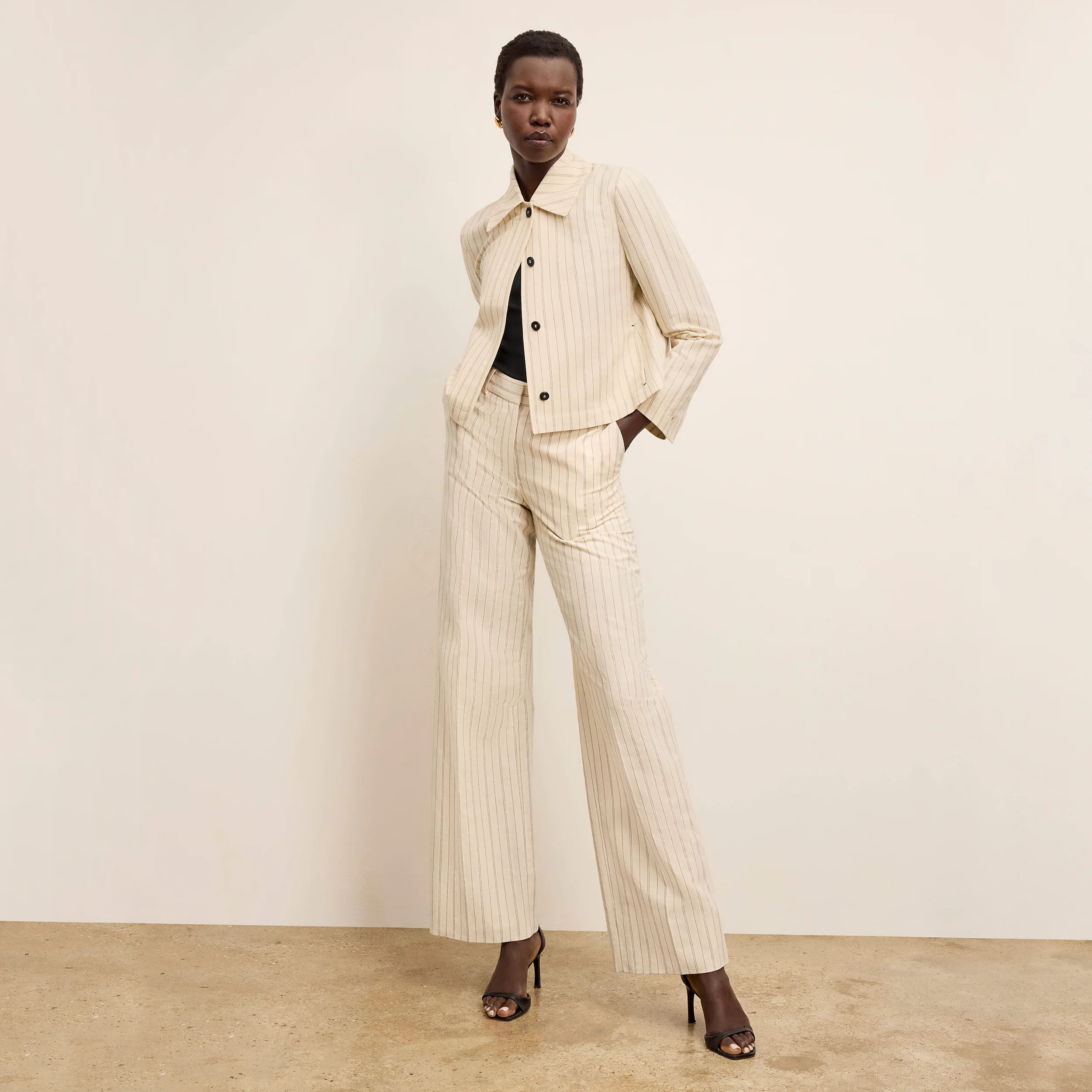 Nicky Jacket - Linen Stripe :: Ecru/Navy | MM LaFleur