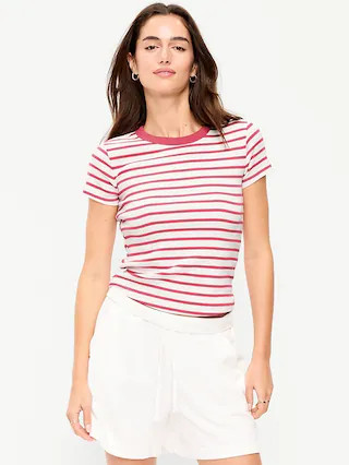 Snug Crew-Neck Ribbed T-Shirt | Old Navy (US)