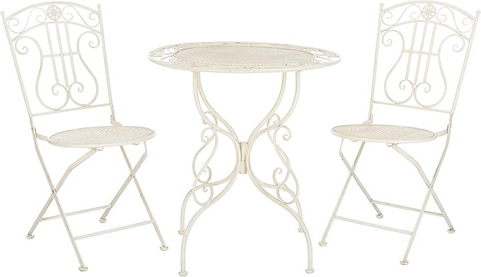 Safavieh PAT5028A Outdoor Collection Semly Pearl White 3-Piece Bistro Set | Amazon (US)