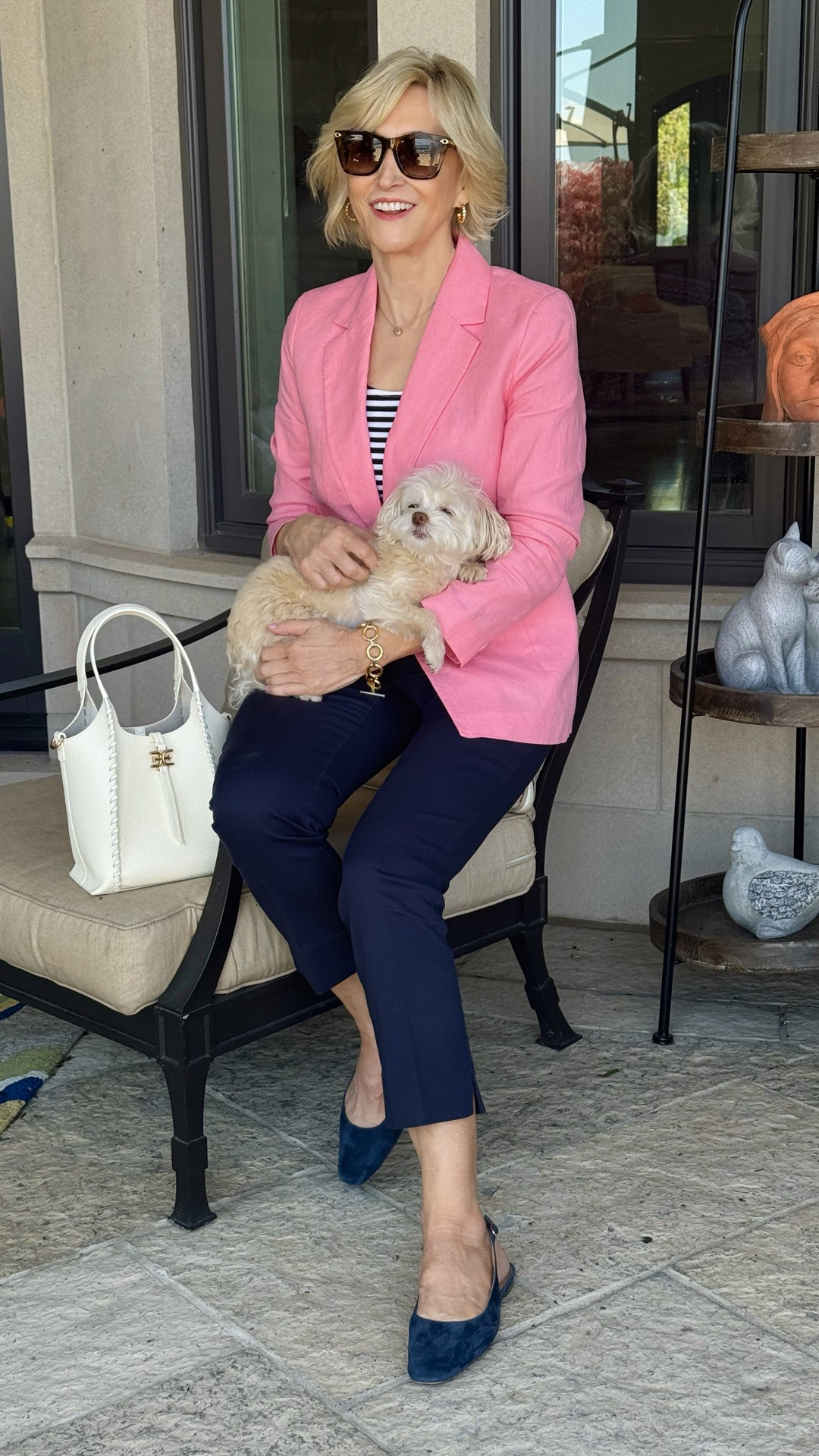 When you add pink, navy, and stripes together you create a look that feels effortlessly chic! 💕⚓️ This Talbots pink blazer paired with a classic striped tee, cropped navy pants, and suede ballet flats is giving me the prettiest little nautical vibe.

It’s polished without feeling too dressed up, and honestly, these are the outfits I love most—classic pieces with a fun twist that make getting dressed feel easy. 💙

#LTKSeasonal #LTKOver40 #LTKootd