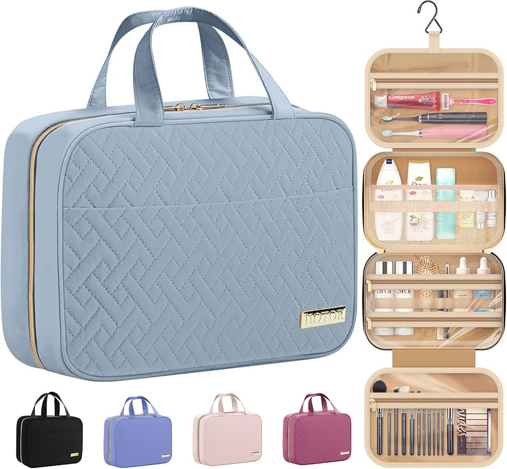 HOTOR Travel Toiletry Bag - Toiletry Bag w/Hanging Hook - Spacious Toiletry Bag for Women & Men, ... | Amazon (US)