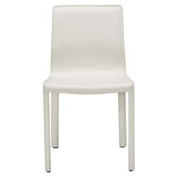 Interlude Jada Modern Classic White Upholstered Leather Dining Side Chair | Kathy Kuo Home