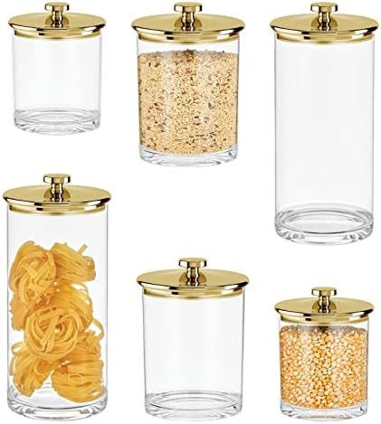 mDesign Airtight Apothecary Storage Organizer Canister Jars - Acrylic Containers for Kitchen, Organi | Amazon (US)