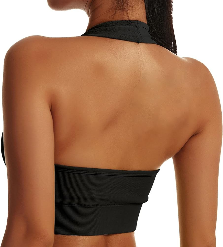 Vertvie Women 1 Pack Halter Sports Bra Open Back Padded Push Up Bra Backless Workout Crop Tank To... | Amazon (US)