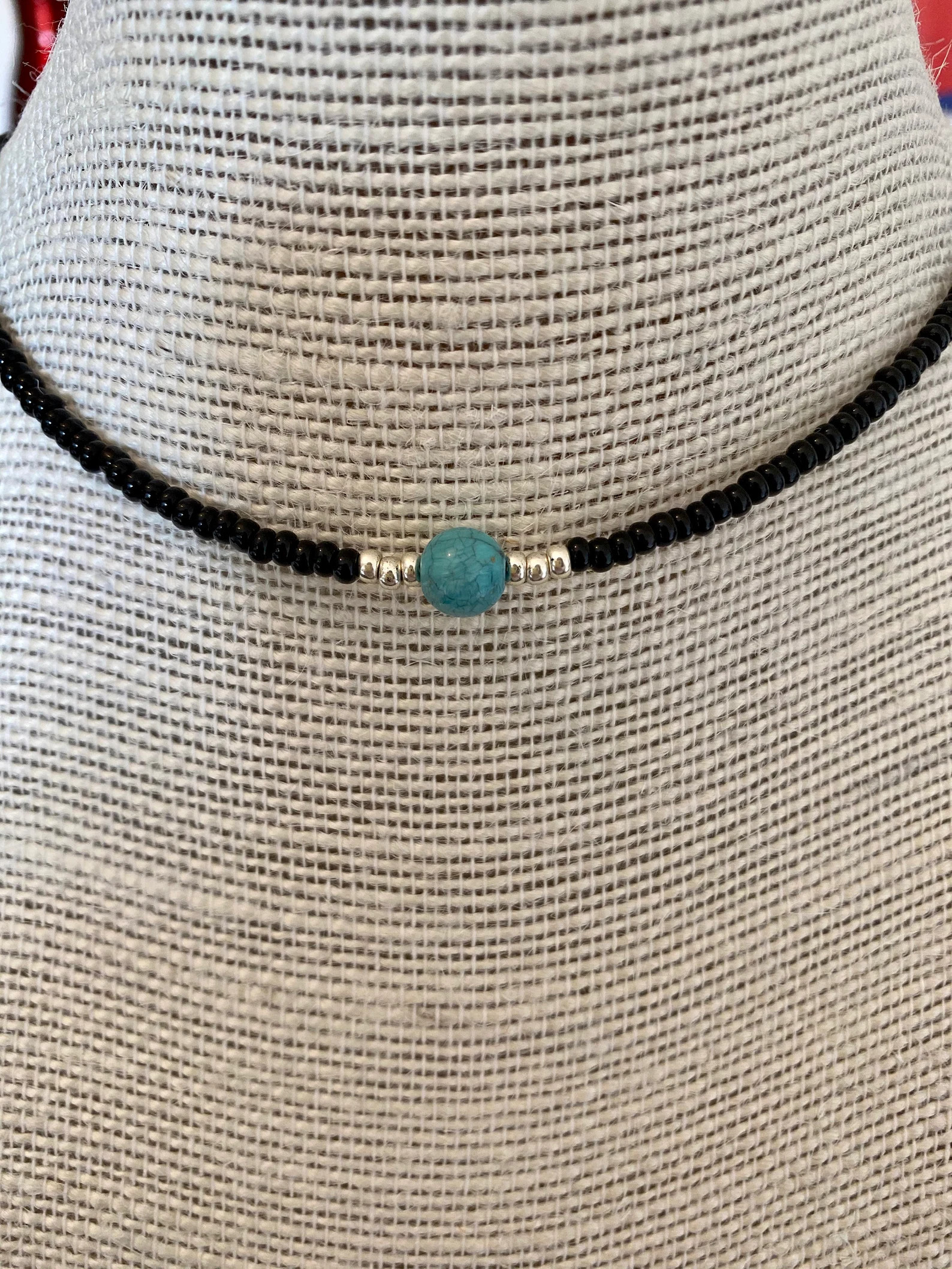 The Susie beaded necklace | Black and turquoise beaded choker necklace | Etsy (Global)