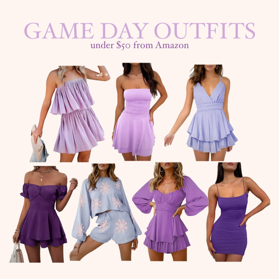 PURPLE GAME DAY! Game day, Gameday, Game day outfit, Gameday outfit, Game day dress, Gameday dress, Game day look, Gameday look, tailgate, tailgating, college, college game day, college gameday, SEC, fraternity, fraternities, sorority, sororities, sorority outfit, sorority recruitment, sorority rush, football, black dress, black mini dress, black midi dress, black maxi dress, black dresses, black mini dresses, black midi dresses, black maxi dresses, black matching set, black matching sets, The University of Alabama, Bama, The University of Georgia, UGA, The University of South Carolina, USC, The University of Arkansas, UArk, Mississippi State University, MSU, The University of Missouri, Mizzou, Texas A&M University, College Station, The University of Oklahoma, The University of Texas, Vanderbilt University, Vandy, 