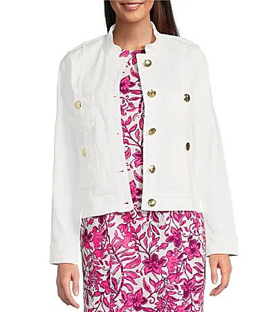 Lilly Pulitzer Shepa Denim Collar Neck Long Sleeve Jean Jacket - L | Dillard's