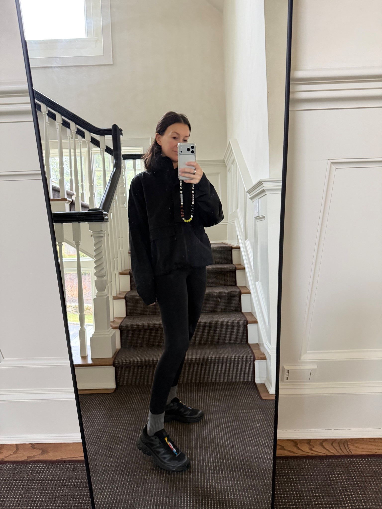 Morning ootd 
Size large jacket
Size 2 leggings
I go down 1/2 size in sneakers 