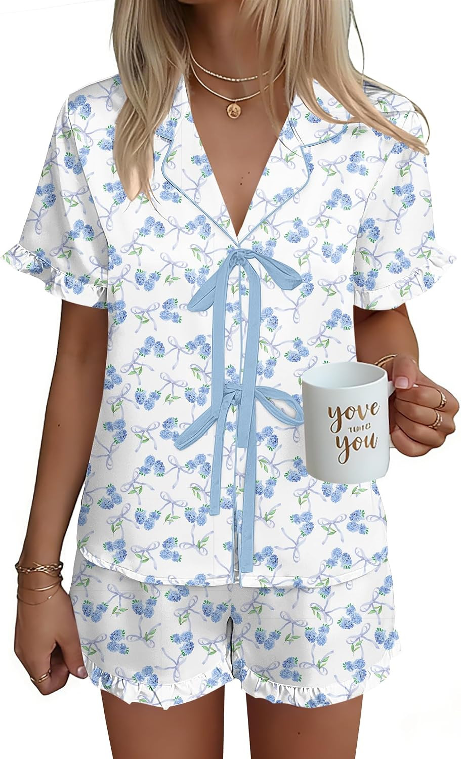 Ekouaer Satin Pajama for Women Short Sleeve Silky Pj Short Sets Lounge Set | Amazon (US)