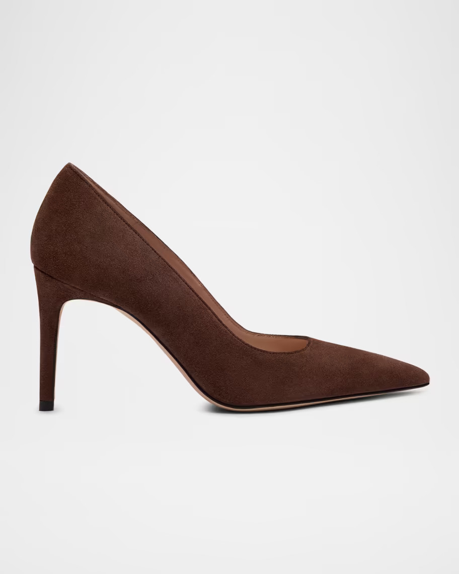 Stuart Weitzman 85mm Stuart Power Suede Pumps | Neiman Marcus