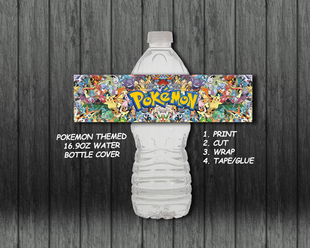 Pokemon 16.9oz Bottle Label With Logo / Party Favors / Anime / Invitation / Instant Digital Downl... | Etsy (US)