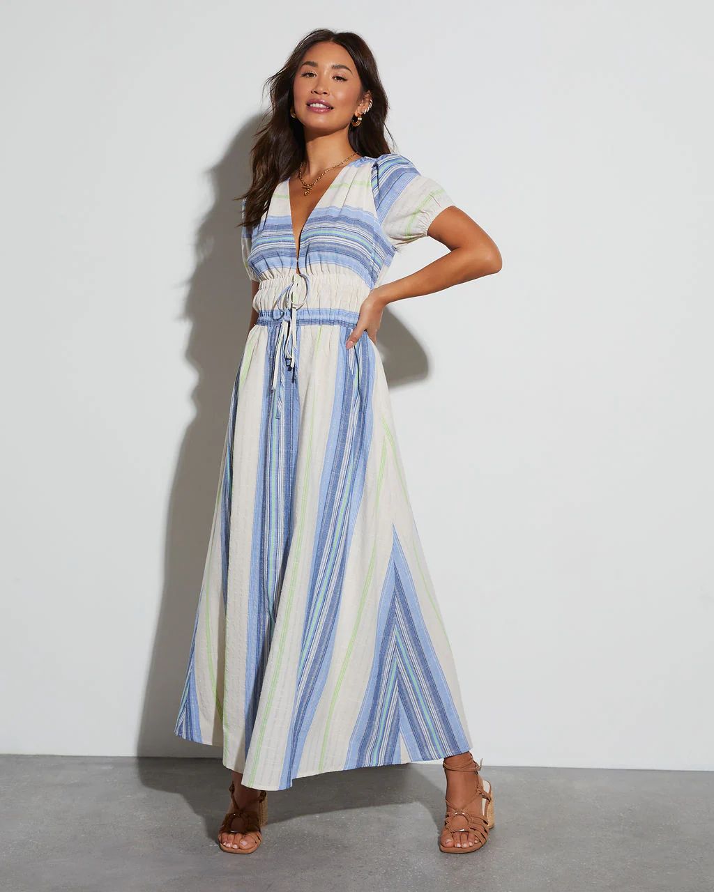 Tinsley Striped V-Neck Maxi Dress | VICI Collection