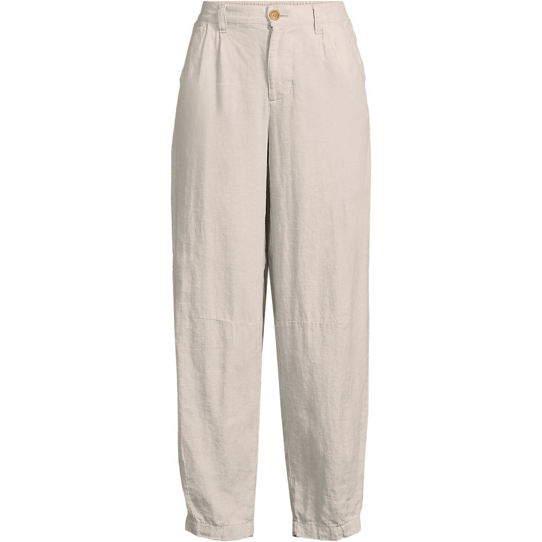Women's Plus Size Linen High Rise Pleated Barrel Leg Ankle Pants | Lands' End (US)