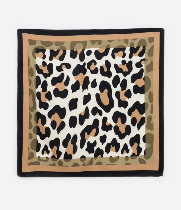 Lenço Quadrado Acetinado Estampado Animal Print Onça Marrom - Lojas Renner | Renner (BR)