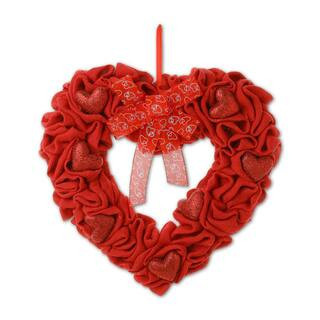 17.75 in. H Valentine Fabric Heart Wreath | The Home Depot