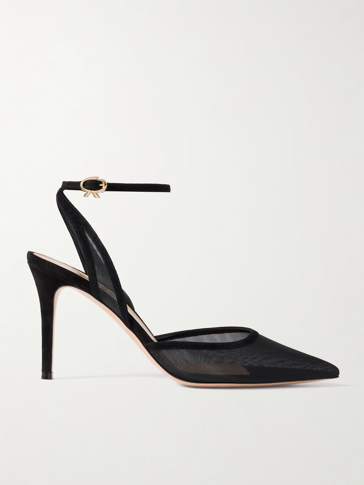 Gianvito Rossi - 85 Suede-trimmed Mesh Pumps - Black | NET-A-PORTER (US)
