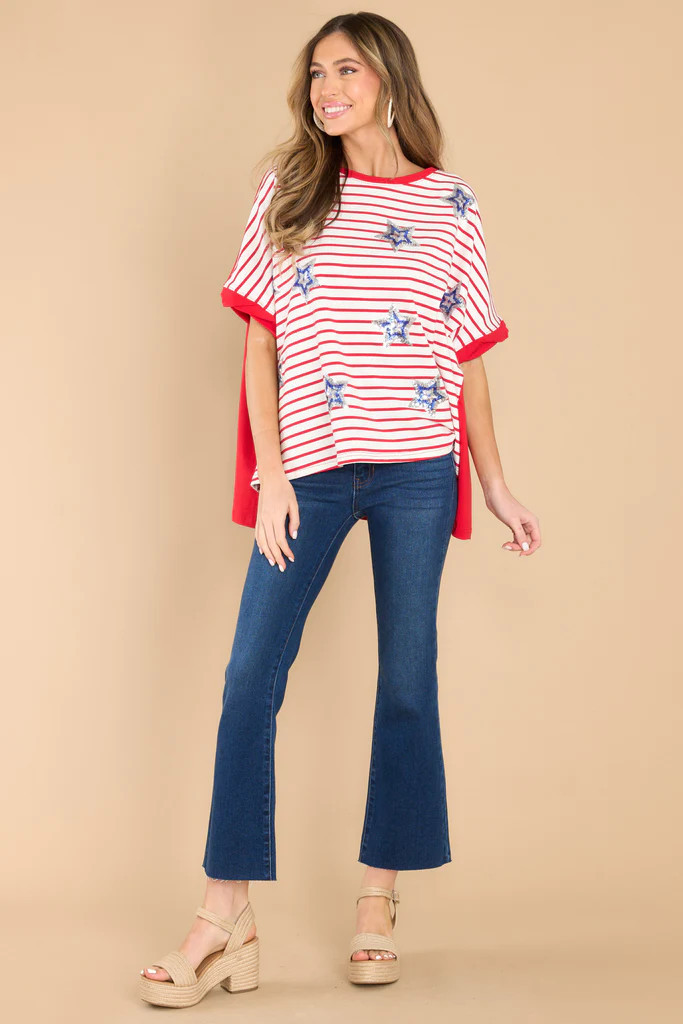 Rocking With Us Red Stripe Top | Red Dress 