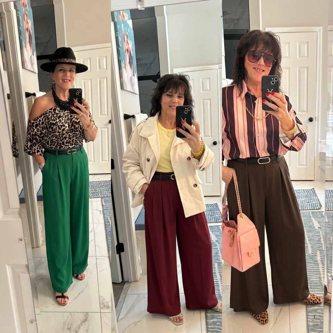 Three colors, one easy Amazon win 🎉
Wide-leg pants are my favorite right now — comfy, classy, and they work at any age!! Green, burgundy, or brown… which one's your pick?
Always be confident 💋
#over50fashion #styleover50 #widelegpants #amazonfashion #midlifestyle

#LTKvlog #LTKOver40 #LTKgrwm