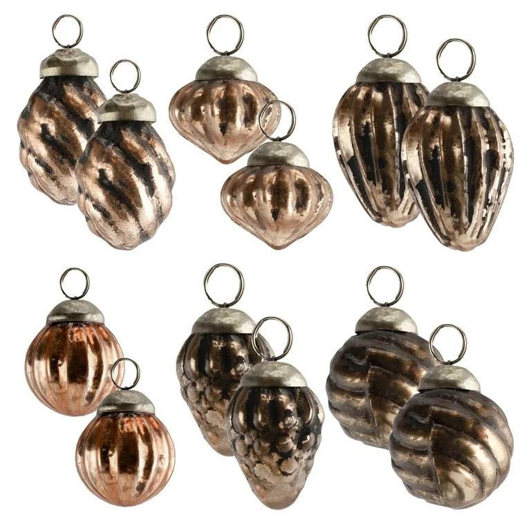 AuldHome Mercury Glass Finial Ornaments (Set of 12, Copper, Small); Distressed Metal Antique Styl... | Walmart (US)