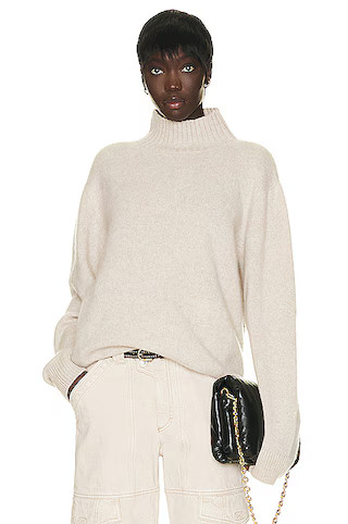 The Elder Statesman Relaxed Turtleneck Sweater in White | FWRD | FWRD 