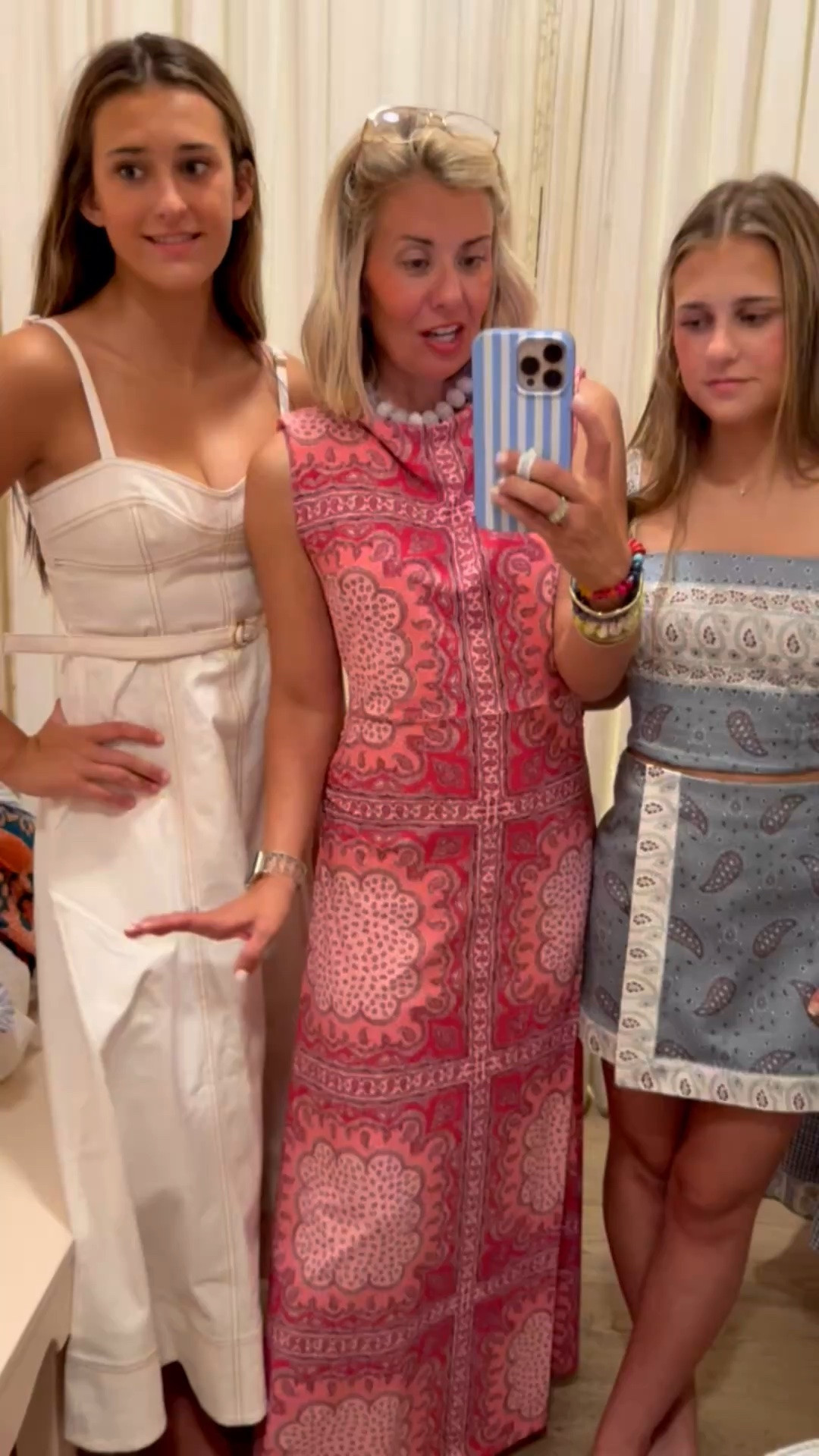 @Hill House Home tryon-on with my girls on King Street! Y’all know how much we love their dresses and wear them year after year. 
I’m in a medium but need small 
MC - small
Kaiser - xs


 *Use my code Catherine20 at A+B
 *Use code Mixandmatchmadness at Loopy

￼

#LTKdayinmylife #LTKmomlife