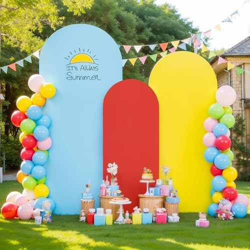 Red Yellow Blue Arch Backdrop Cover Set of 3 Spandex Photo Arch Covers Stretchy Backdrop Baby Sho... | Amazon (US)