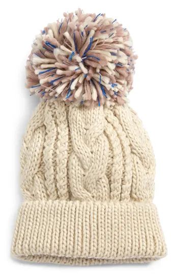 Women's Bp. Pompom Cable Knit Beanie - | Nordstrom