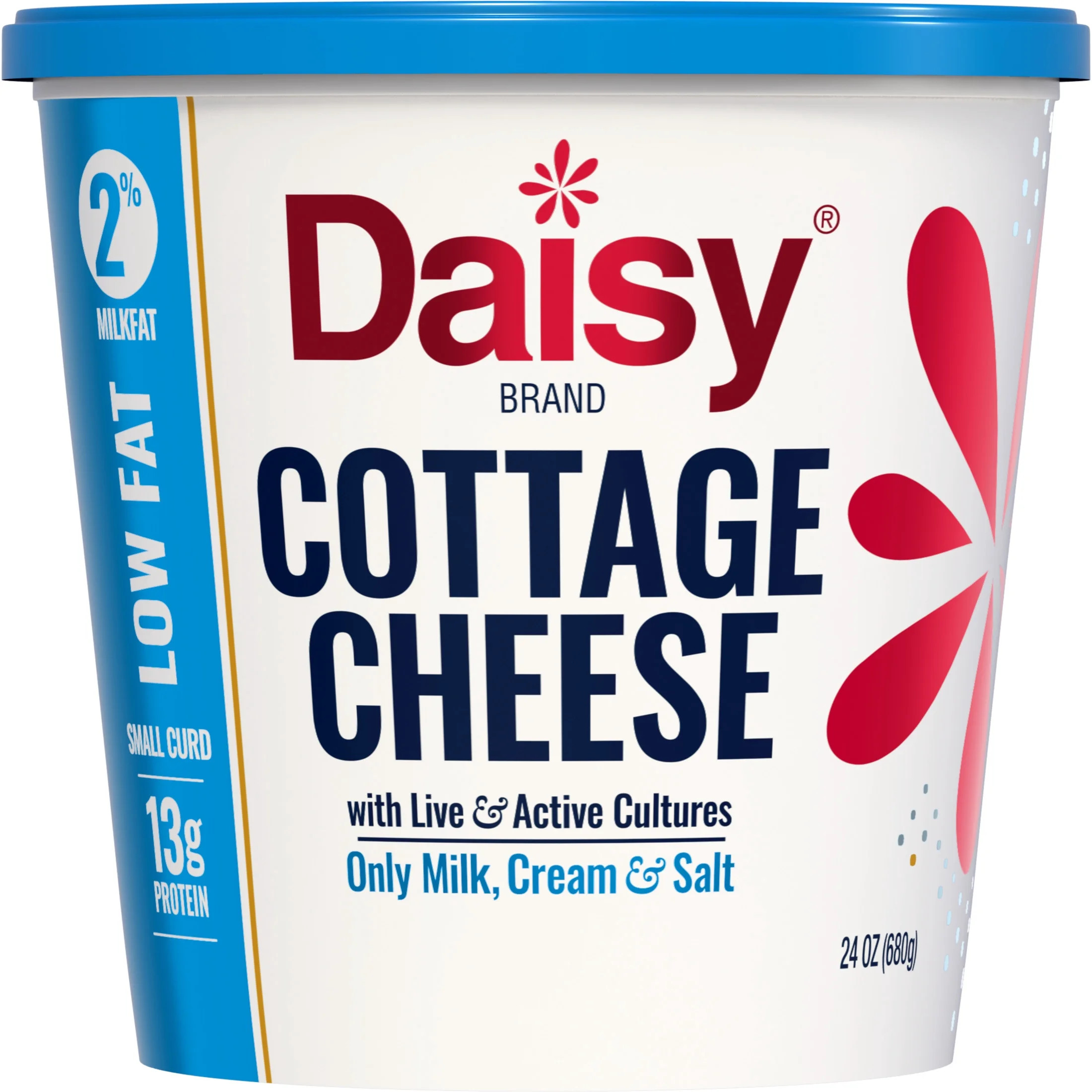 Daisy Pure and Natural Low Fat Cottage Cheese, 2% Milkfat, 16 oz (1 lb) Tub (Refrigerated) - 13g ... | Walmart (US)