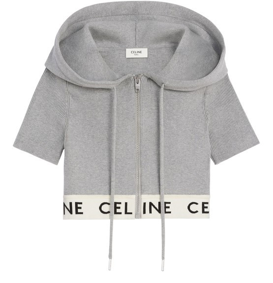 Celine Zip-Up Crop Top In Athletic Knit - CELINE | 24S US