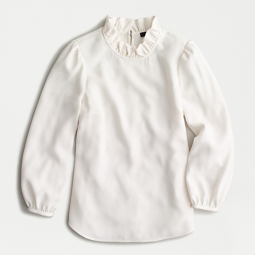 Long-sleeve ruffle-neck top in 365 crepe | J. Crew US