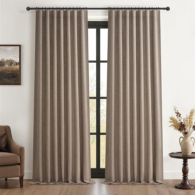 Dark Flax Extra Long Custom 102 Inch Curtains, 100% Blackout Curtains for Bedroom Weather Burg Th... | Amazon (US)