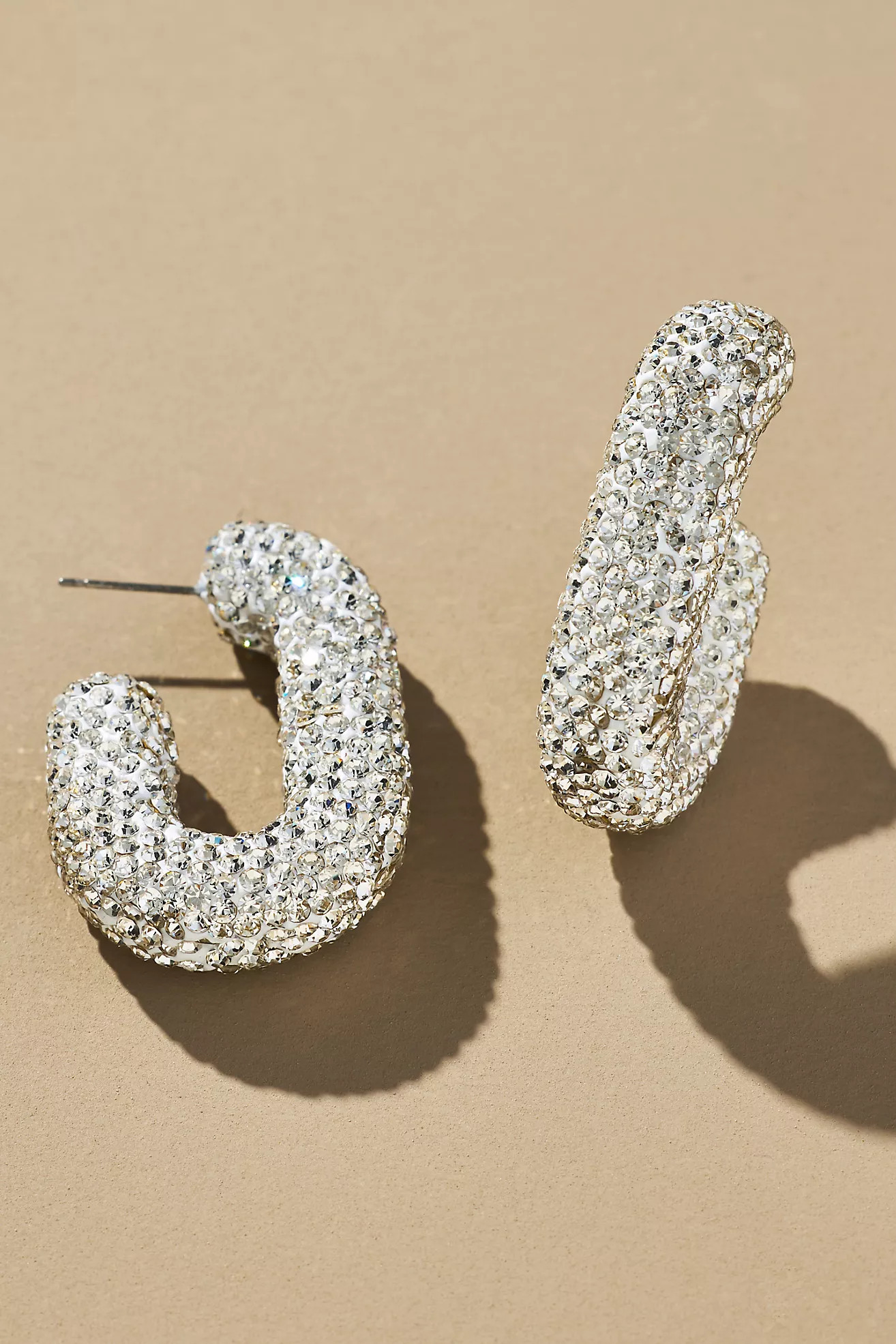 Oblong Pavé Hoop Earrings | Anthropologie (US)