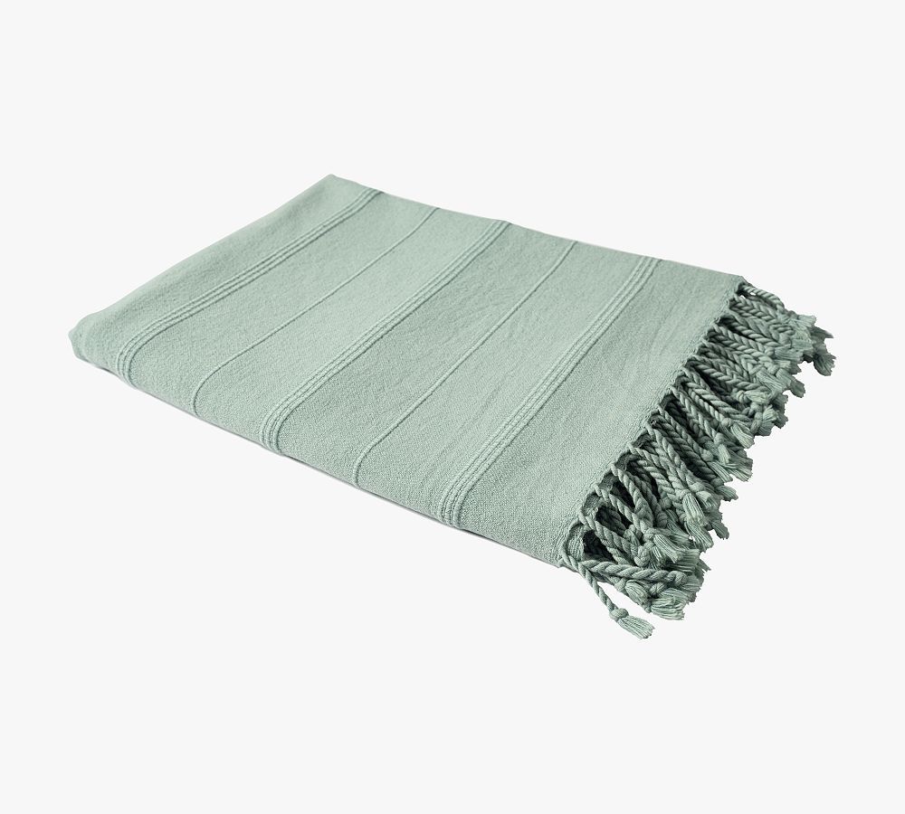 Turkish Cotton Striped Tassel Throw | Pottery Barn (US)