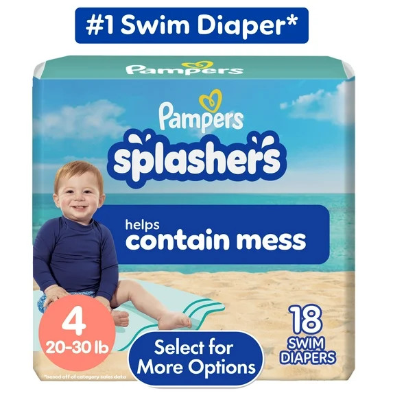 Pampers Splashers Swim Diapers, Size 4, 18 Count (20-33 lbs) | Walmart (US)