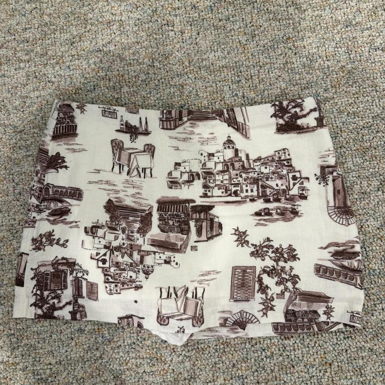 Abercrombie & Fitch brown and white toile print mini... | Depop | Depop US