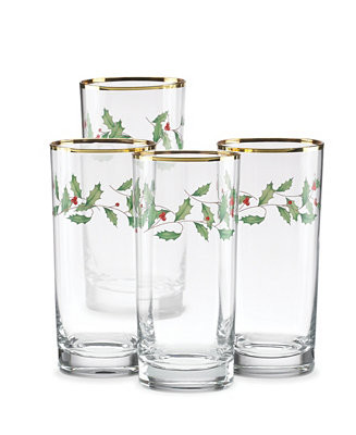 Lenox Holiday Highball Glasses, Set of 4 - Macy's | Macy's