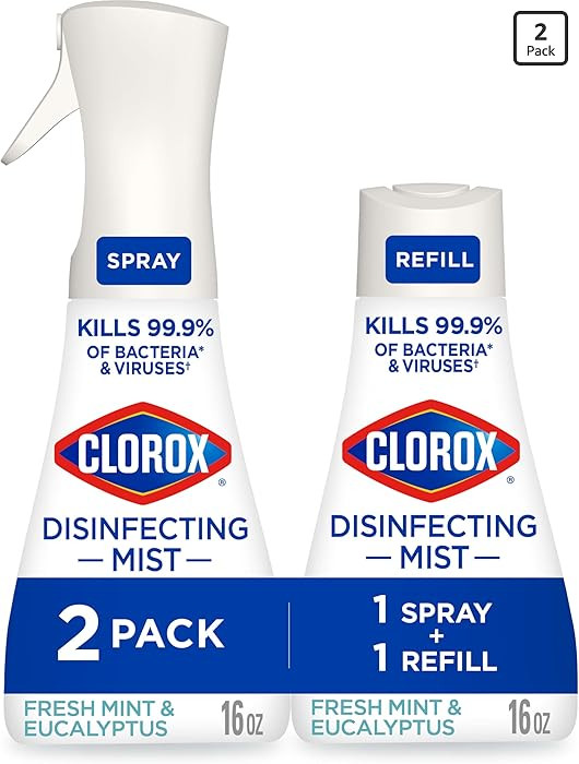 Clorox Disinfecting Mist, Eucalyptus Peppermint, Household Essentials, 1 Spray and 1 Refill, 16 o... | Amazon (US)
