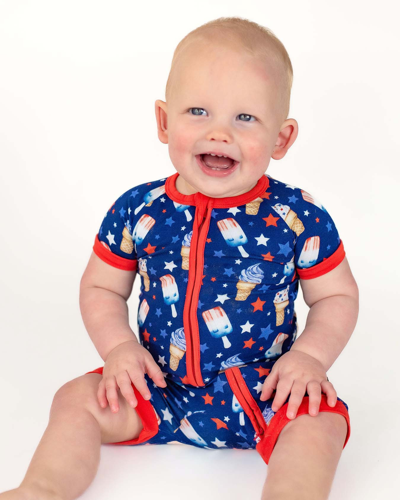 Franklin Shorts Zippered Romper | LEV Baby