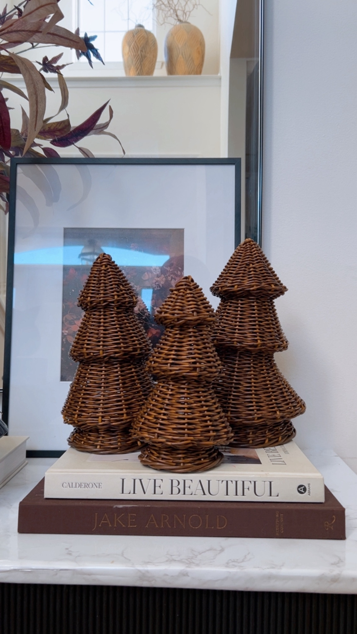 Woven Rattan Set of Christmas trees. 
#amazonfind #ltkunder50 #amazonfavorites #amazonmusthave #christmasdecor #primeday #christmas2025 #rattan #christmastree 

#LTKSeasonal #LTKHome #LTKStyleTip