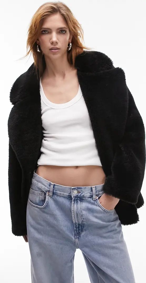 Notch Collar Faux Fur Coat | Nordstrom
