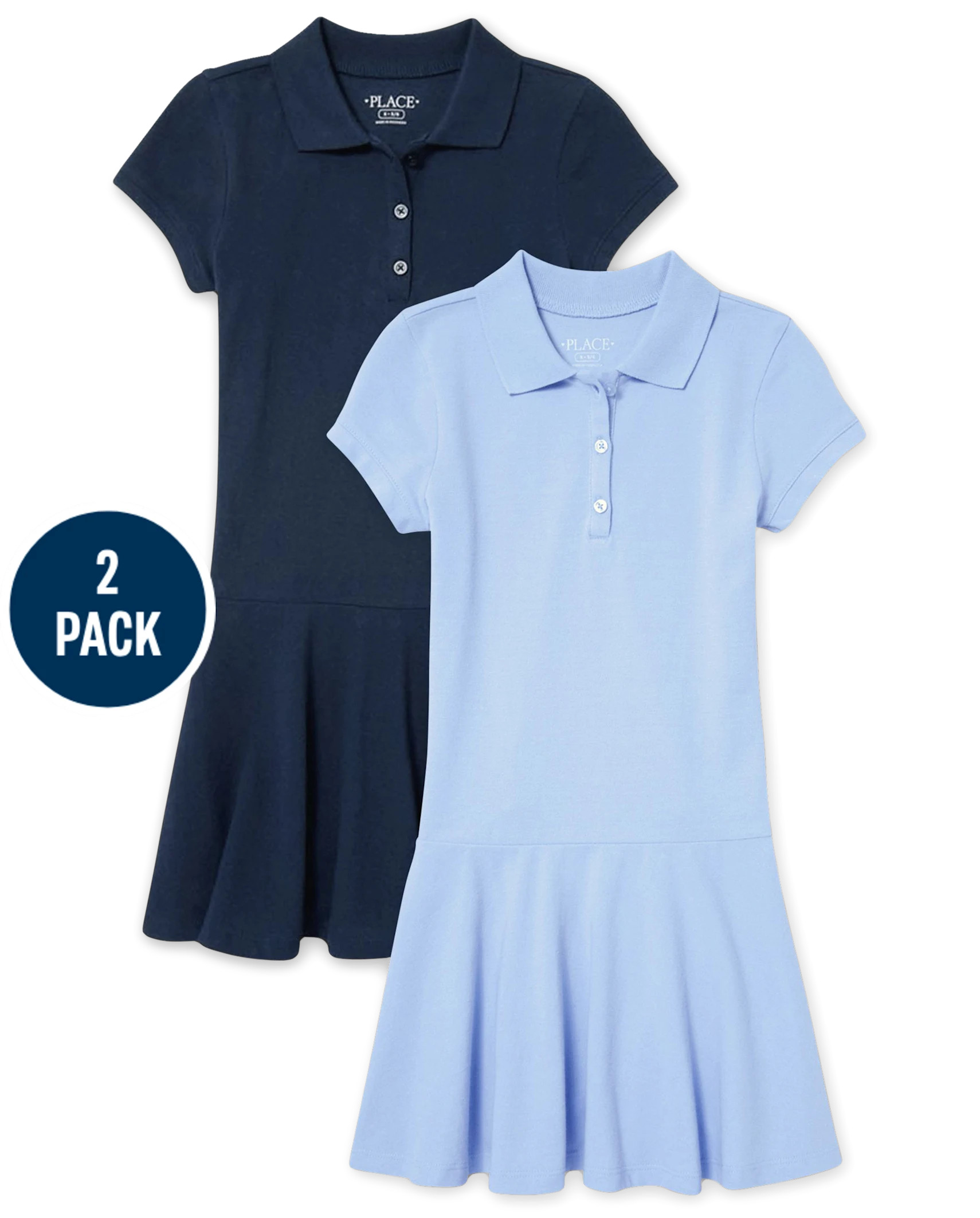 Girls Uniform Pique Polo Dress 2-Pack - multi clr | The Children's Place